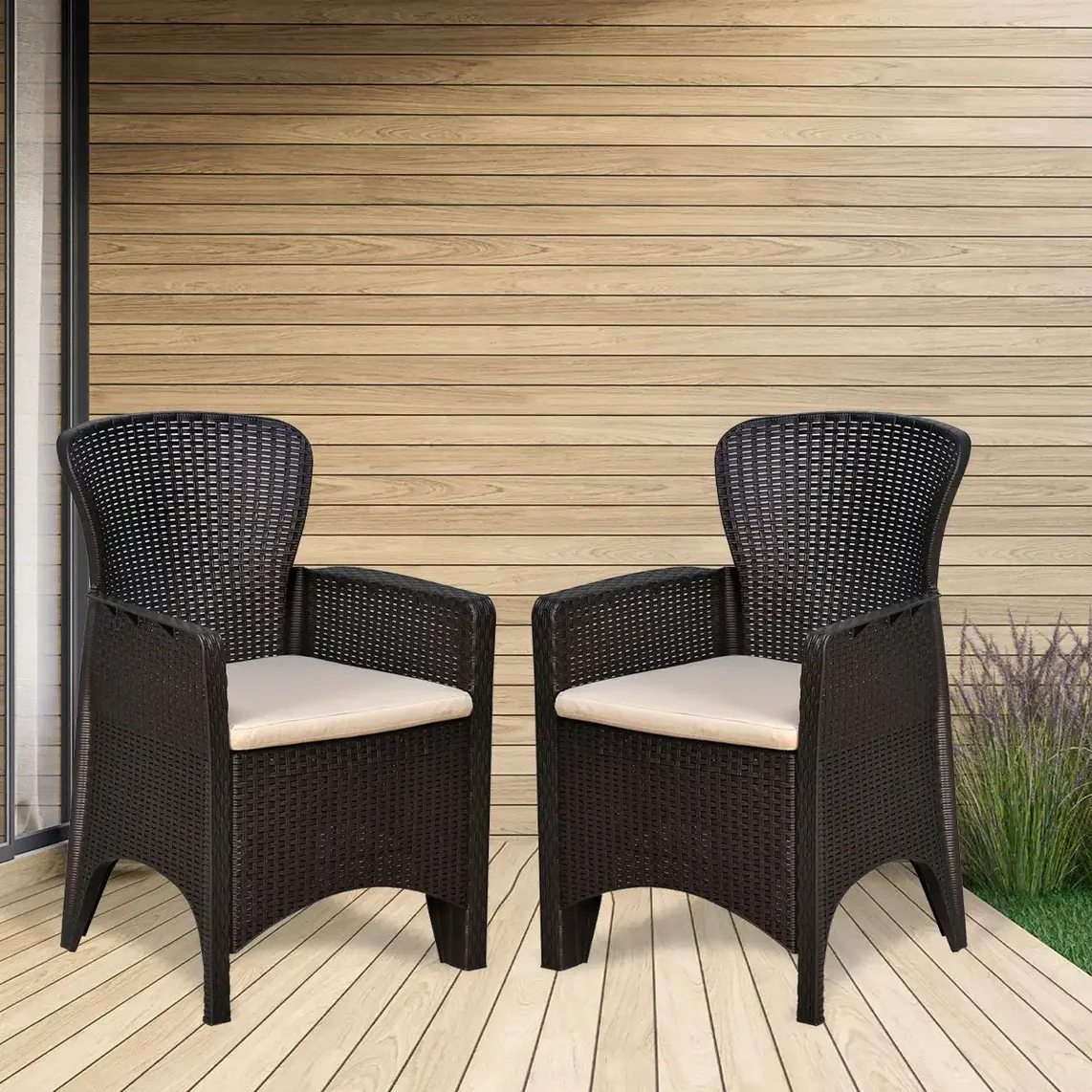 Nilkamal Breeze One Seater Plastic Sofa Chair with Cushion, Set of 2