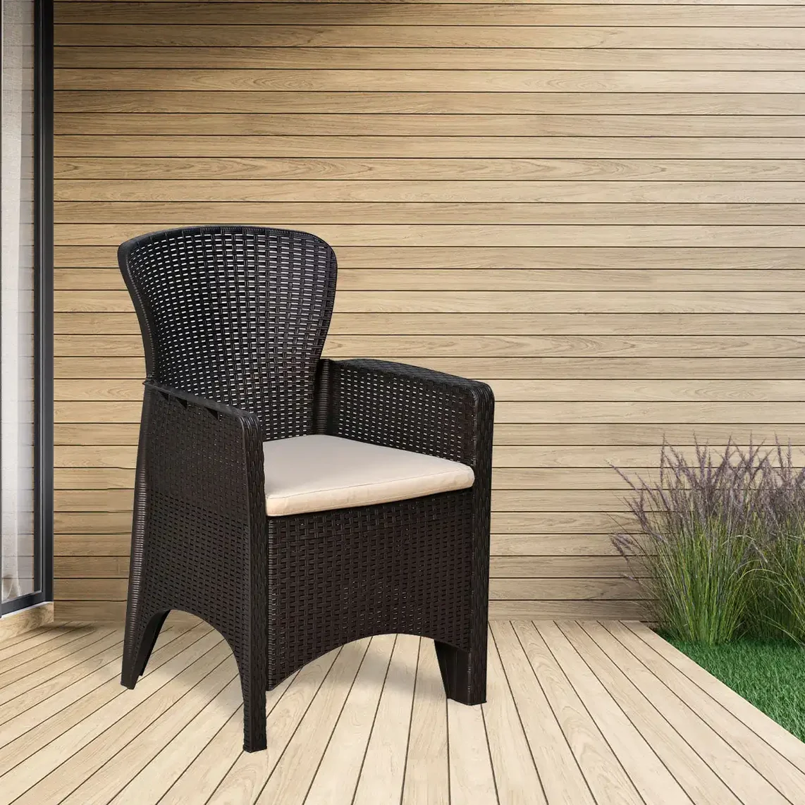 Nilkamal Breeze One Seater Plastic Sofa Chair with Cushion, Set of 2