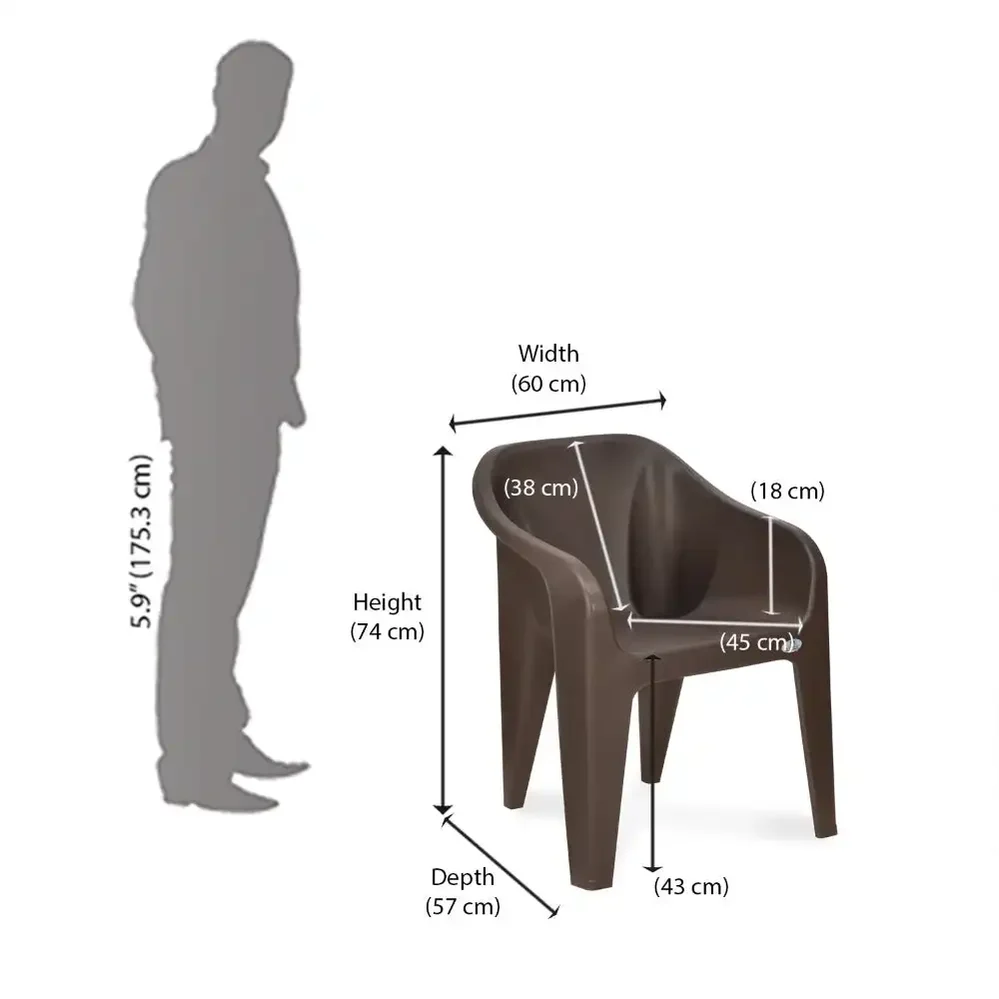 Nilkamal Eeezy Go Plastic Armchair (Season Rust Brown)