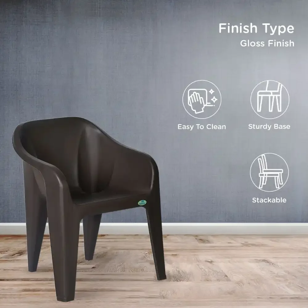 Nilkamal Eeezy Go Plastic Armchair (Season Rust Brown)