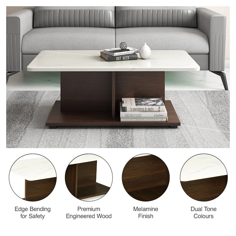 Nilkamal Luca Coffee Table (Legno Oak & Frosty White)