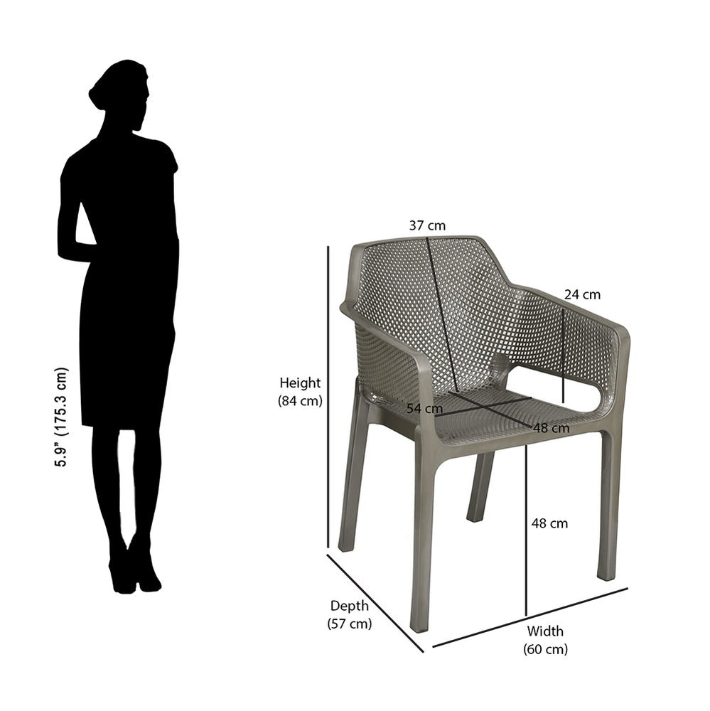 Nilkamal Captain Plastic Arm Chair With Leatherette Cushion (Metallic Dark)