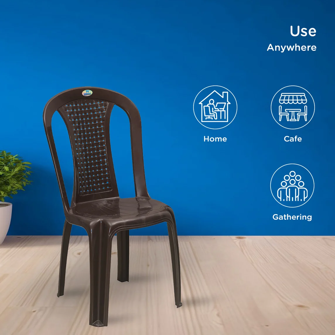 Nilkamal CHR4002 Plastic Armless Chair (Weather Brown)