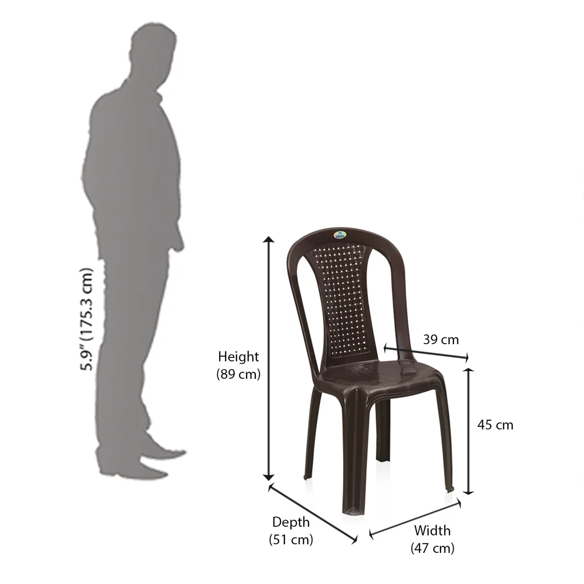 Nilkamal CHR4002 Plastic Armless Chair (Weather Brown)