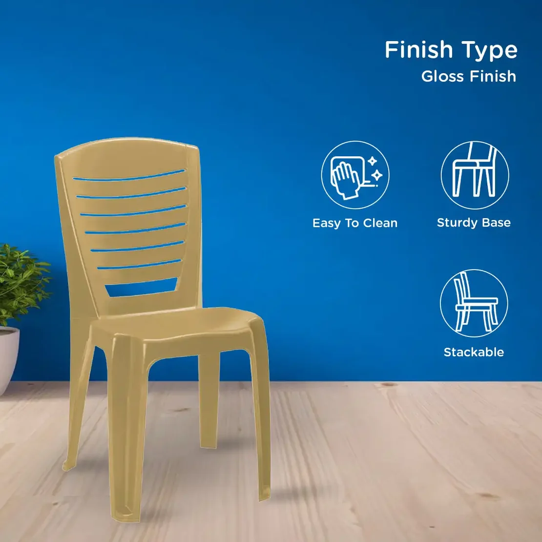 Nilkamal CHR4025 Plastic Armless Chair (Marble Beige)