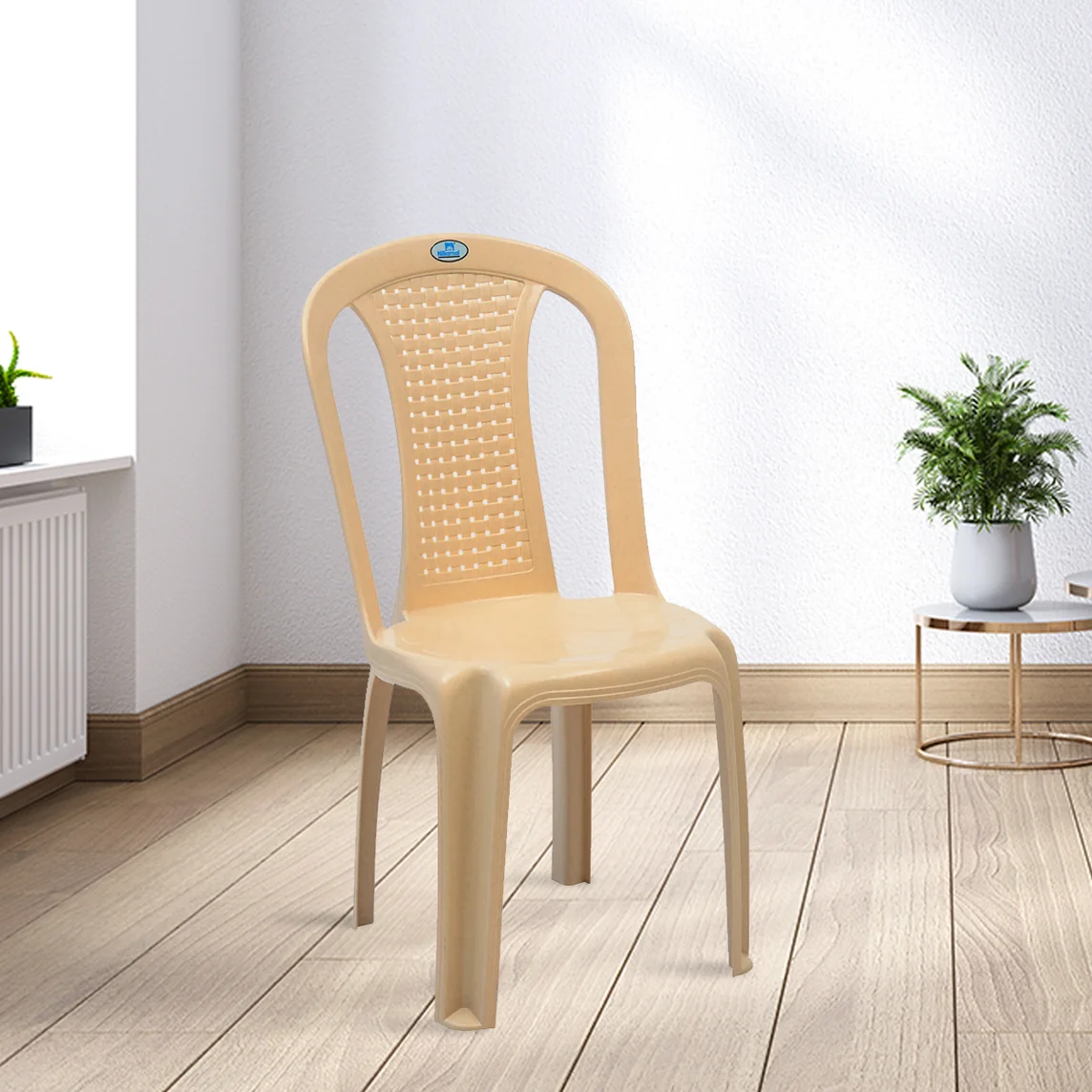 Nilkamal CHR4002 Plastic Armless Chair (Marble Beige)