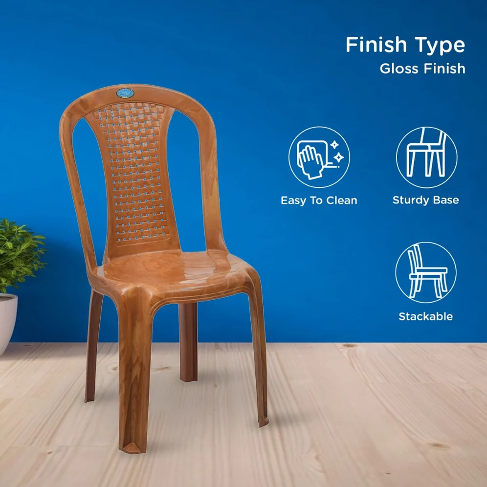 Nilkamal CHR4002 Plastic Armless Chair (Pear Wood)