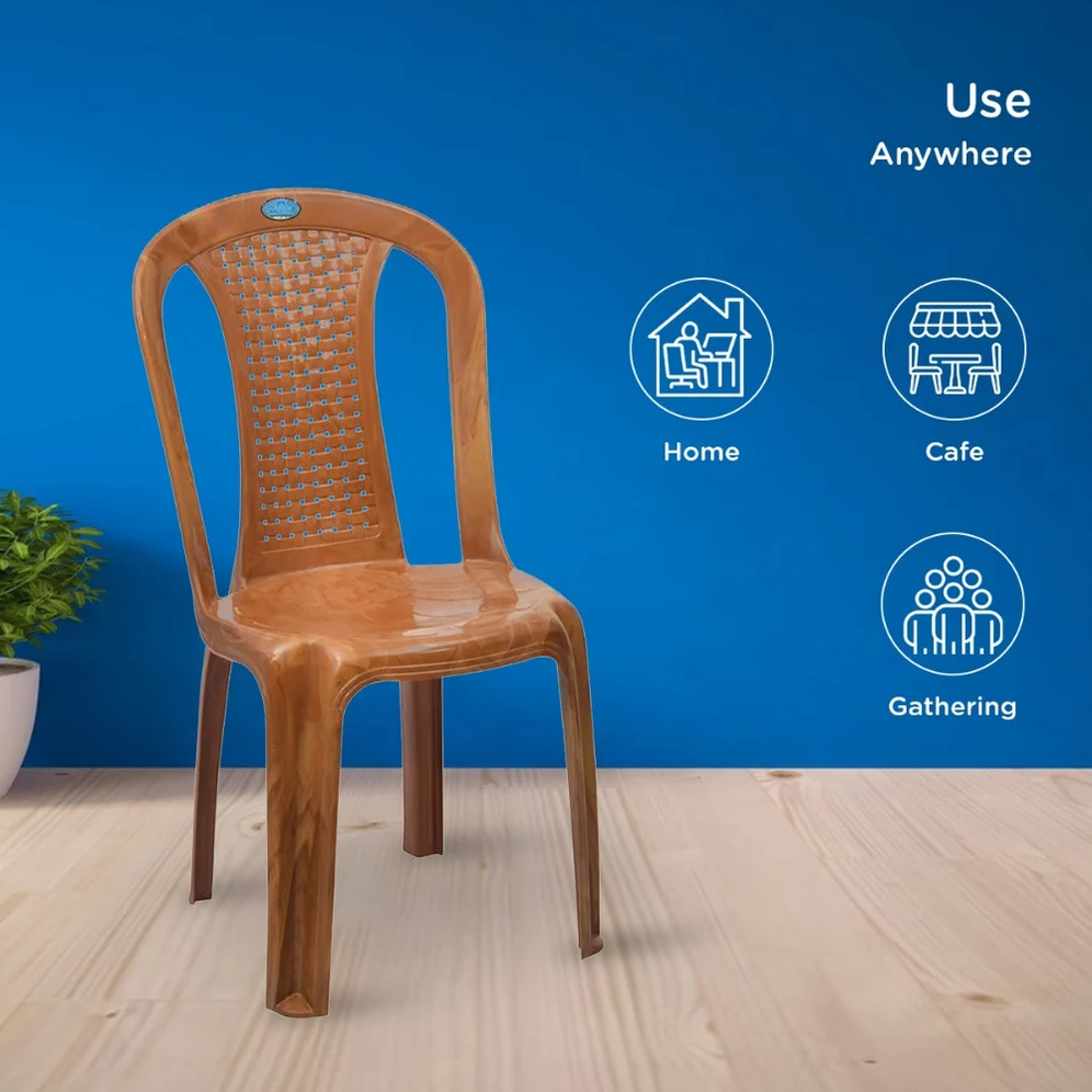 Nilkamal CHR4002 Plastic Armless Chair (Pear Wood)