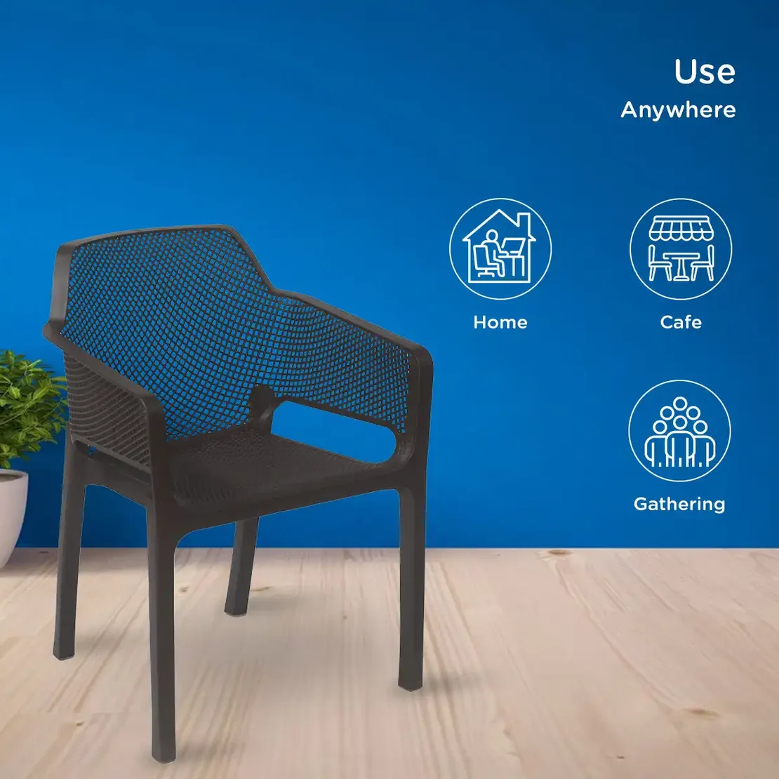Nilkamal Captain Plastic Arm Chair (Season Rust Brown)
