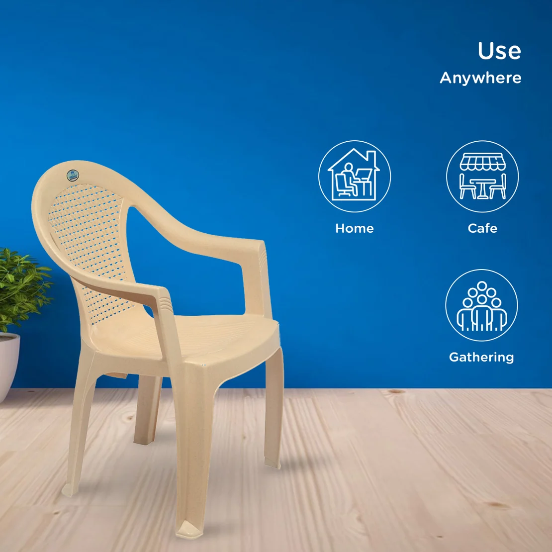Nilkamal CHR2051 Plastic Arm Chair (Marble Beige)