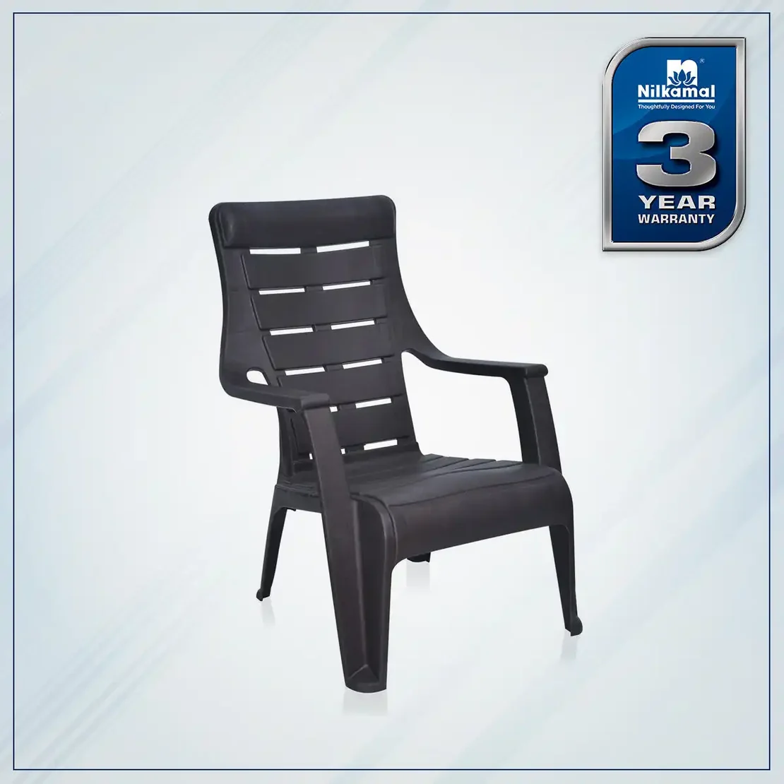 Nilkamal Sunday Plastic Arm Chair (Weather Brown)