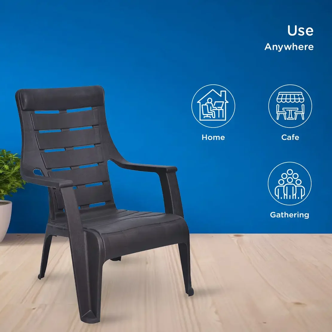 Nilkamal Sunday Plastic Arm Chair (Weather Brown)