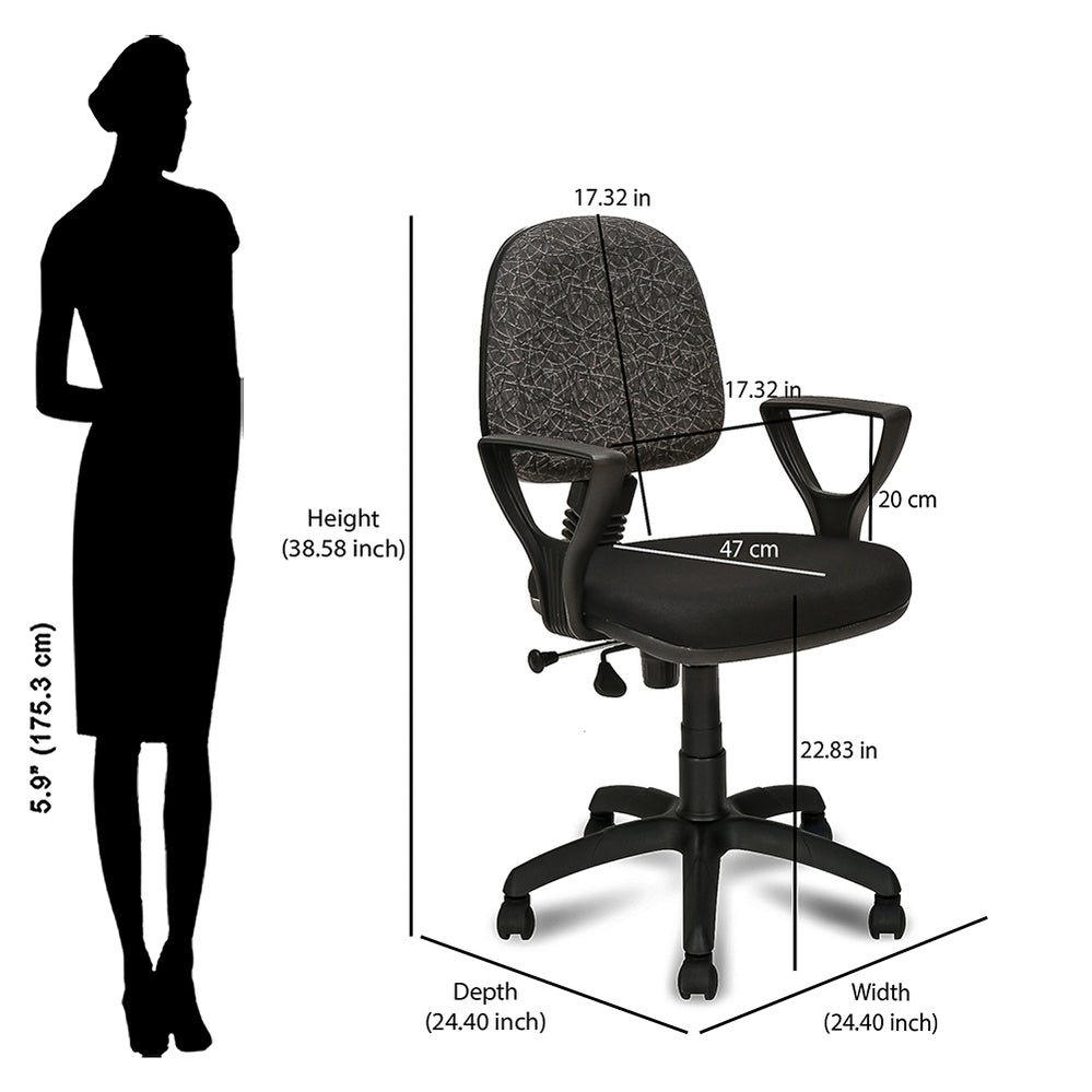 Nilkamal Soren Mid Back Cushion Office Chair (Black)