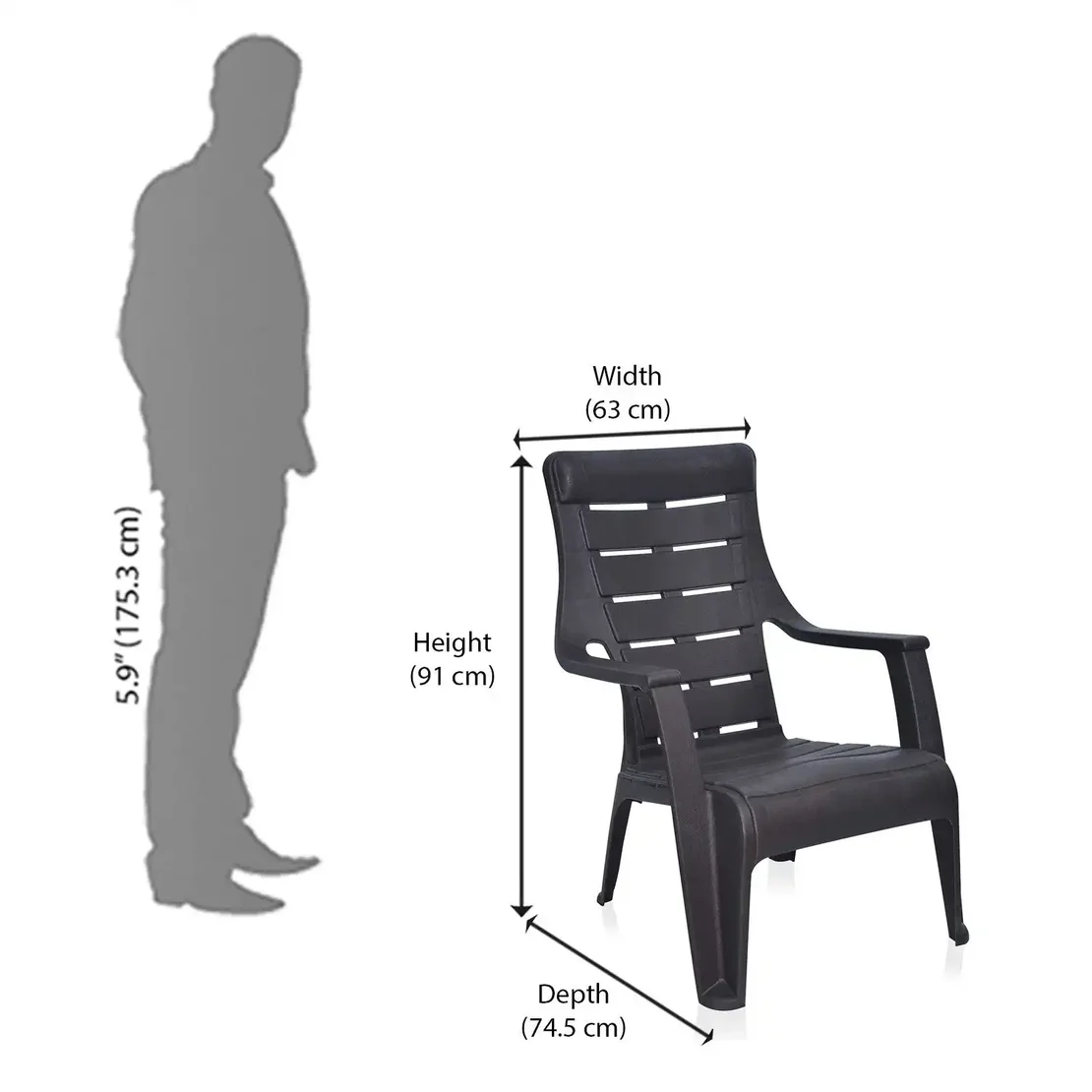 Nilkamal Sunday Plastic Arm Chair (Weather Brown)