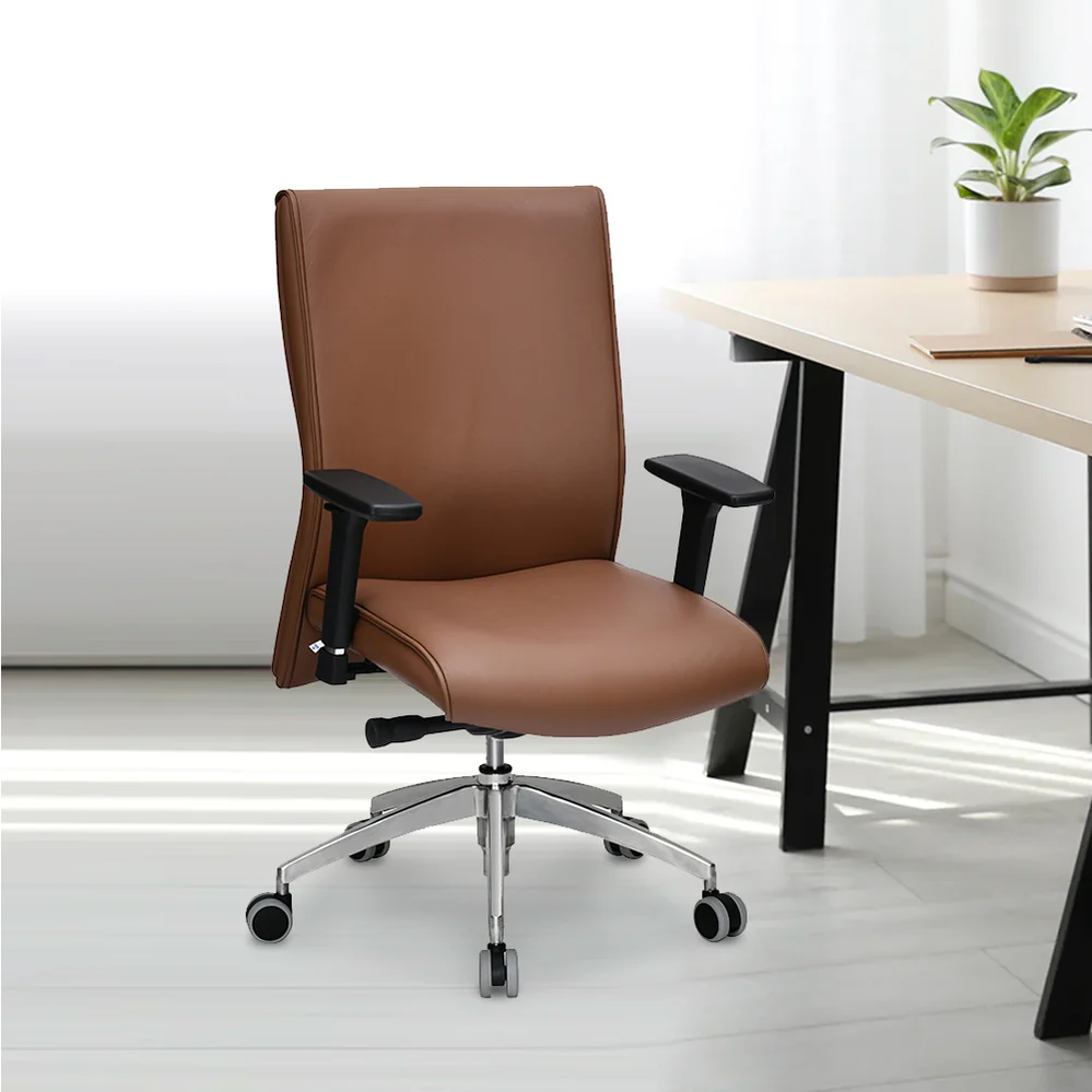 Nilkamal Command Mid Back Leather Office Chair (Tan)