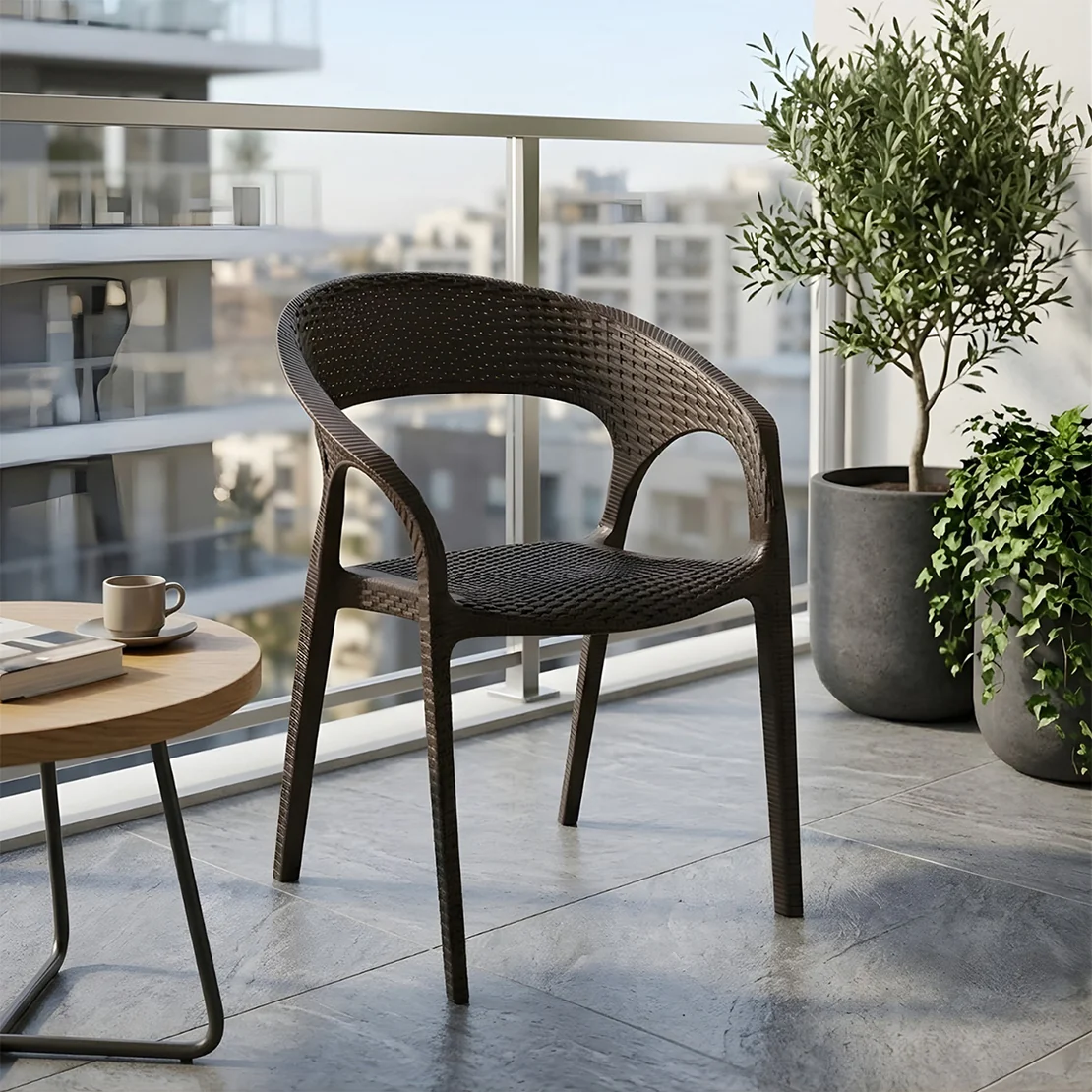 Nilkamal Club Plastic Arm Chair (Season Rust Brown)