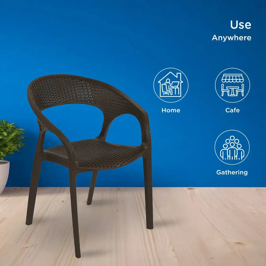 Nilkamal Club Plastic Arm Chair (Season Rust Brown)