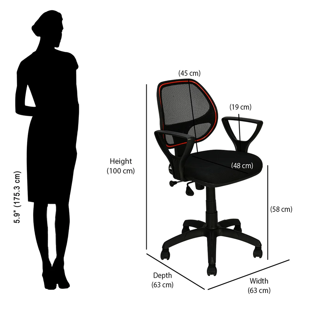 Nilkamal Calida Mesh Back Office Chair (Black)