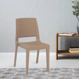 Nilkamal Enamora Premium Plastic Armless Chair (Rattan Dark Beige)