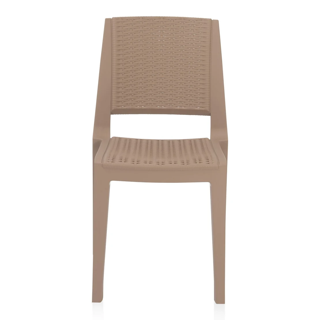 Nilkamal Enamora Premium Plastic Armless Chair (Rattan Dark Beige)