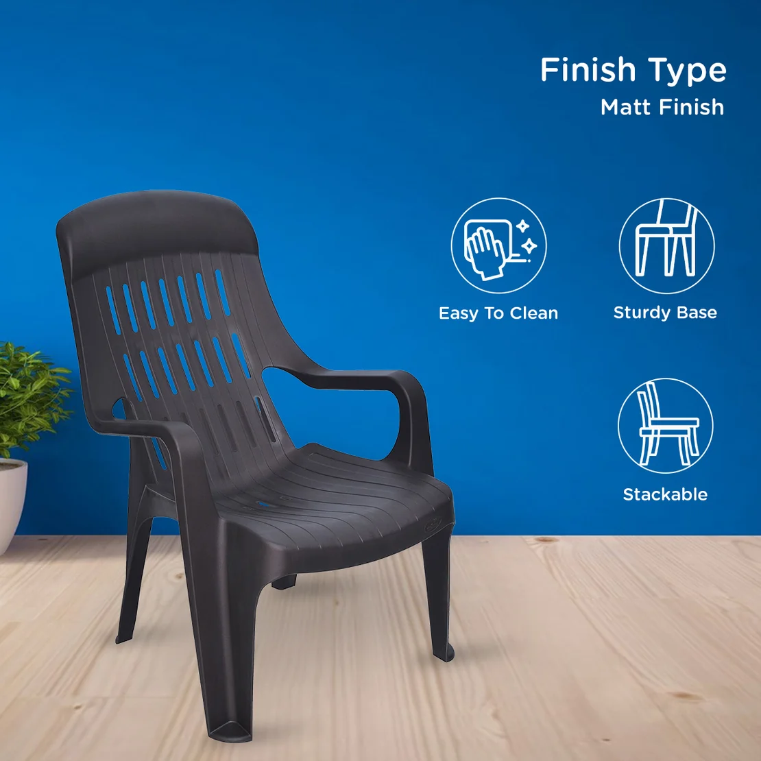 Nilkamal Weekender Plastic Arm Chair (Weathered Brown)