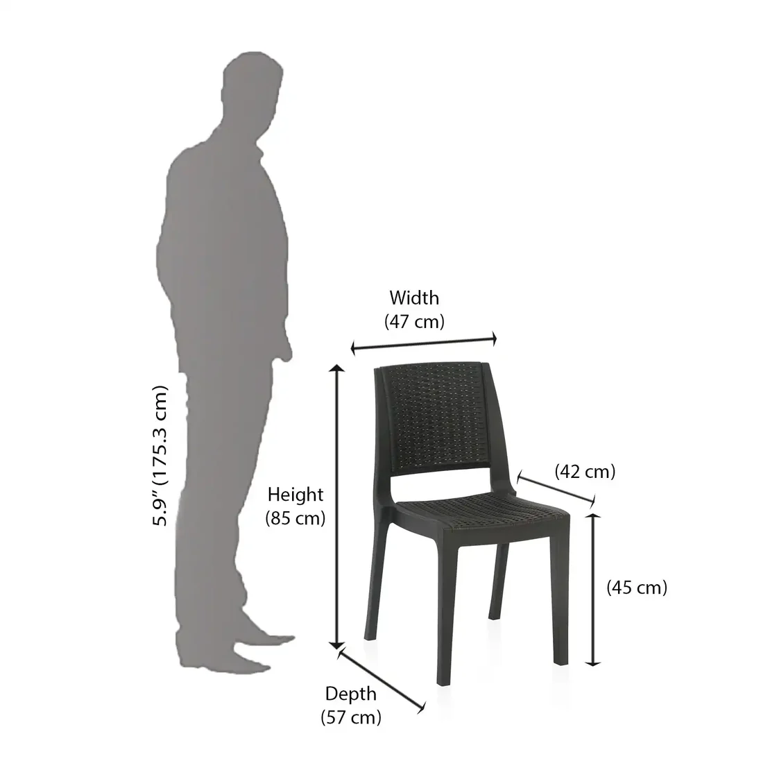 Nilkamal Enamora Plastic Armless Chair (Iron Black)