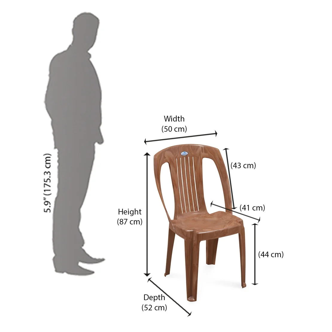 Nilkamal CHR4032 Plastic Armless Chair (Pear Wood)